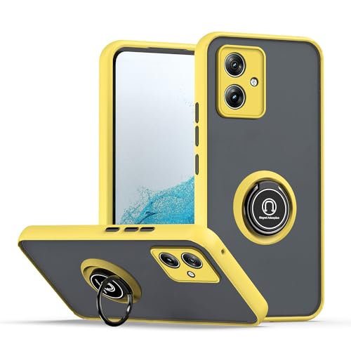 XINYEXIN Hülle für Motorola Moto G54 mit Ring Stnad Stoßfest Handyhülle Anti-Scratch Durchscheinend PC Back + Soft TPU Bumper Case Cover - Gelb von XINYEXIN