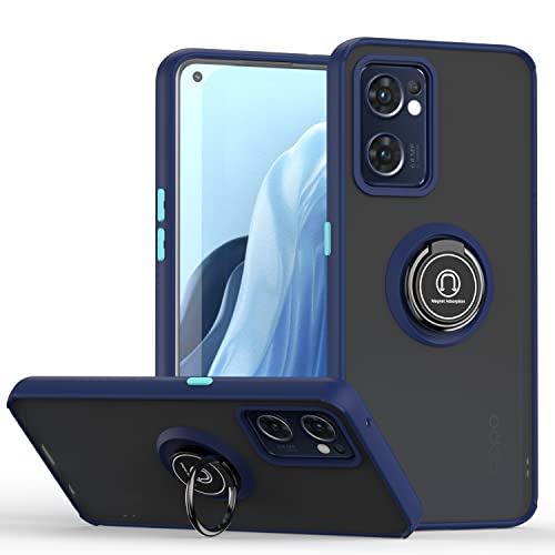 XINYEXIN Hülle für Oppo Find X5 Lite Oppo Reno7 5G 6.43", Anti-Scratch Stoßfest Handyhülle mit Ringständer, Durchscheinend PC Back + Soft TPU Bumper Case Cover - Königsblau von XINYEXIN