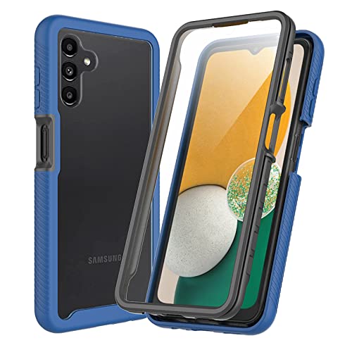 XINYEXIN Hülle für Samsung Galaxy A04s, 360 Grad Stoßfeste Handyhülle mit Integriertem Displayschutz, Ganzkörper Robuste Klar Schutzhülle Bumper Case Cover - Dunkelblau von XINYEXIN