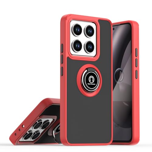 XINYEXIN Hülle für Xiaomi 14T 5G mit Ring Stnad Stoßfest Handyhülle Anti-Scratch Durchscheinend PC Back + Soft TPU Bumper Case Cover - Rot von XINYEXIN
