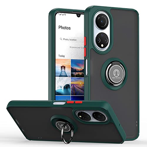 XINYEXIN Hülle für Xiaomi Poco F4 mit Ring Stnad Stoßfest Handyhülle Anti-Scratch Durchscheinend PC Back + Soft TPU Bumper Case Cover - Dunkelgrün von XINYEXIN