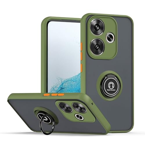 XINYEXIN Hülle für Xiaomi Poco F6 5G mit Ring Stnad Stoßfest Handyhülle Anti-Scratch Durchscheinend PC Back + Soft TPU Bumper Case Cover - Armeegrün von XINYEXIN