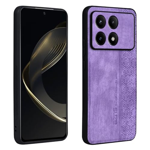 XINYEXIN Hülle für Xiaomi Poco X6 Pro 5G, Ultradünn rutschfest Stoßfeste Schutzhülle Retro Leder Handyhülle Bumper Case Backcover - Violett von XINYEXIN