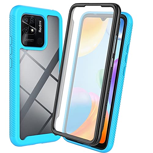 XINYEXIN Hülle für Xiaomi Redmi 10C, 360 Grad Stoßfeste Handyhülle mit Integriertem Displayschutz, Ganzkörper Robuste Klar Schutzhülle Bumper Case Cover - Hellblau von XINYEXIN