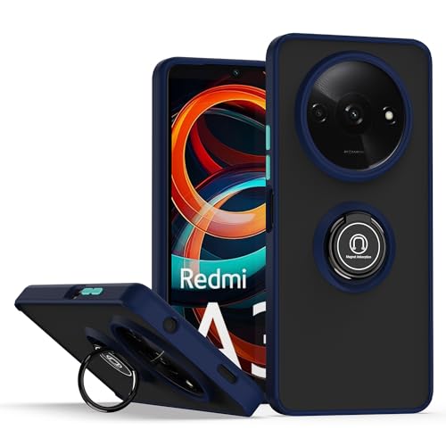 XINYEXIN Hülle für Xiaomi Redmi A3 mit Ring Stnad Stoßfest Handyhülle Anti-Scratch Durchscheinend PC Back + Soft TPU Bumper Case Cover - Königsblau von XINYEXIN