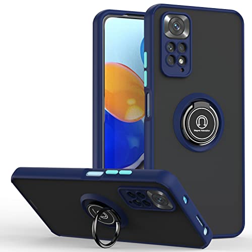 XINYEXIN Hülle für Xiaomi Redmi Note 11S / Xiaomi Redmi Note 11, Anti-Scratch Stoßfest Handyhülle mit Ringständer, Durchscheinend PC Back + Soft TPU Bumper Case Cover - Königsblau von XINYEXIN