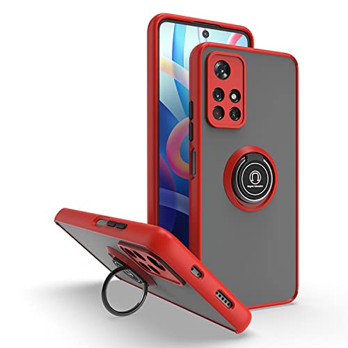 XINYEXIN Hülle für Xiaomi Redmi Note 11S 5G / Xiaomi Poco M4 Pro 5G (6.6") mit Ring Stnad Stoßfest Handyhülle Anti-Scratch Durchscheinend PC Back + Soft TPU Bumper Case Cover - Rot von XINYEXIN