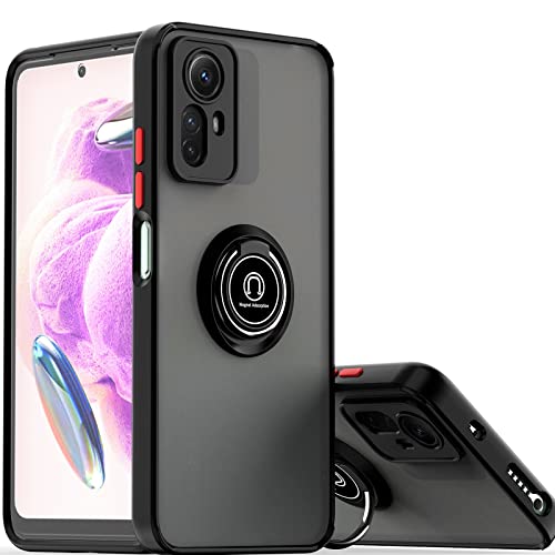 XINYEXIN Hülle für Xiaomi Redmi Note 12S 4G mit Ring Stnad Stoßfest Handyhülle Anti-Scratch Durchscheinend PC Back + Soft TPU Bumper Case Cover - Schwarz Rot von XINYEXIN