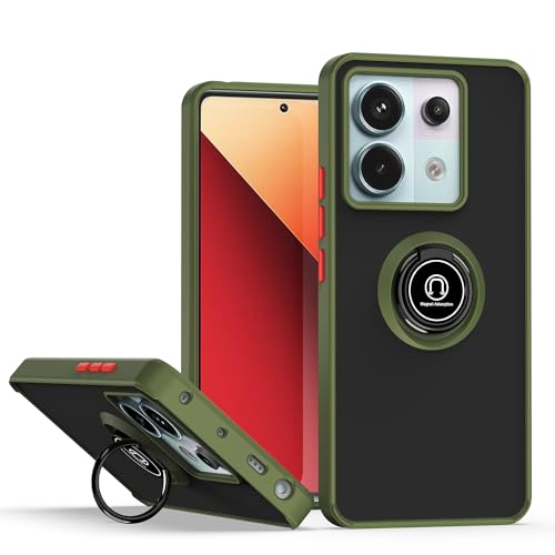 XINYEXIN Hülle für Xiaomi Redmi Note 13 Pro 5G / Poco X6 5G mit Ring Stnad Stoßfest Handyhülle Anti-Scratch Durchscheinend PC Back + Soft TPU Bumper Case Cover - Armeegrün von XINYEXIN