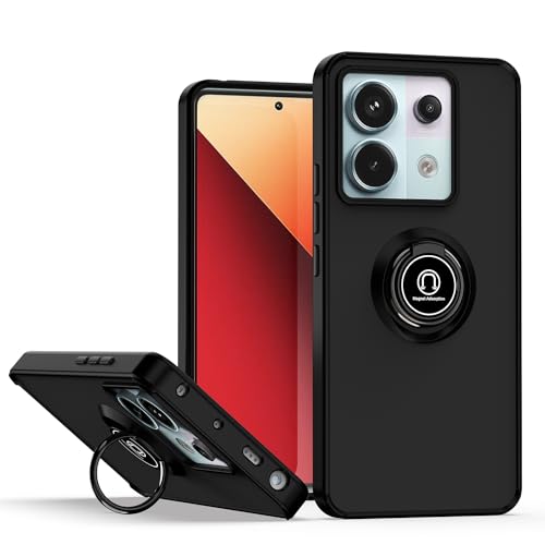 XINYEXIN Hülle für Xiaomi Redmi Note 13 Pro 5G / Poco X6 5G mit Ring Stnad Stoßfest Handyhülle Anti-Scratch Durchscheinend PC Back + Soft TPU Bumper Case Cover - Schwarz von XINYEXIN