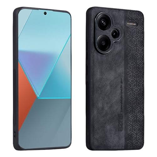 XINYEXIN Hülle für Xiaomi Redmi Note 13 Pro Plus 5G (Pro+ 5G), Ultradünn rutschfest Stoßfeste Schutzhülle Retro Leder Handyhülle Bumper Case Backcover - Schwarz von XINYEXIN