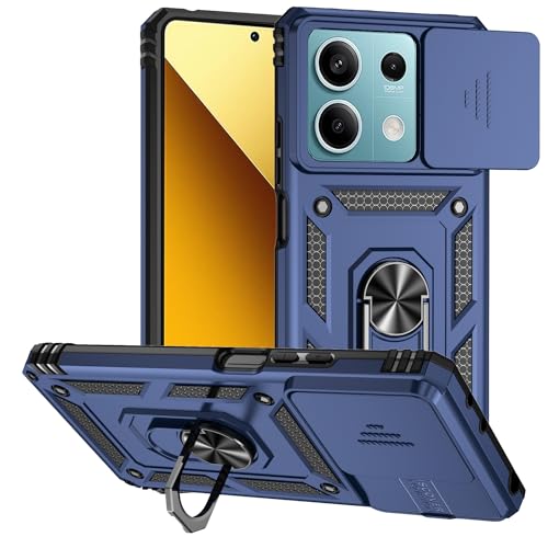 XINYEXIN Kameraschutz Handyhülle für Xiaomi Redmi Note 13 5G Hülle mit 360 Grad Metal Ring Ständer Stoßfest Schutzhülle Hard Case Sliding Camera Cover - Blau von XINYEXIN