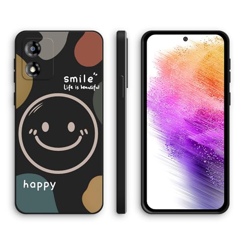 XINYEXIN Silikon Hülle für Motorola Moto E13 mit Süßes Muster Ultra Dünn Gerade Kante Weiches Silikon Handyhülle Stoßfest Schutzhülle - Smile, Black von XINYEXIN