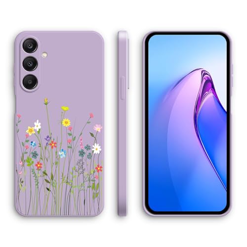 XINYEXIN Silikon Hülle für Samsung Galaxy A26 5G mit Süßes Muster Ultra Dünn Gerade Kante Weiches Silikon Handyhülle Stoßfest Schutzhülle - Flowers, Purple von XINYEXIN