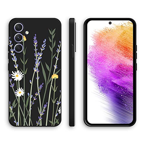 XINYEXIN Silikon Hülle für Samsung Galaxy A54 mit Süßes Muster Ultra Dünn Gerade Kante Weiches Silikon Handyhülle Stoßfest Schutzhülle - Lavender, Black von XINYEXIN