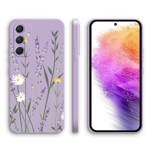 XINYEXIN Silikon Hülle für Samsung Galaxy A55 5G mit Süßes Muster Ultra Dünn Gerade Kante Weiches Silikon Handyhülle Stoßfest Schutzhülle - Lavender, Purple von XINYEXIN