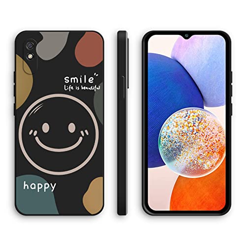 XINYEXIN Silikon Hülle für Xiaomi Redmi 9AT / Redmi 9A mit Süßes Muster Ultra Dünn Gerade Kante Weiches Silikon Handyhülle Stoßfest Schutzhülle - Smile, Black von XINYEXIN