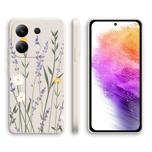 XINYEXIN Silikon Hülle für Xiaomi Redmi Note 13 4G mit Süßes Muster Ultra Dünn Gerade Kante Weiches Silikon Handyhülle Stoßfest Schutzhülle - Lavender, White von XINYEXIN