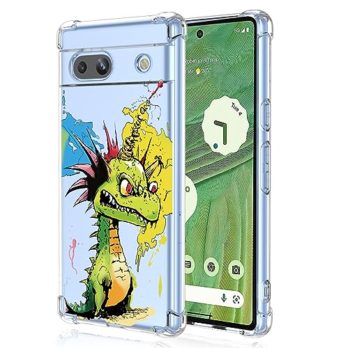 XINYEXIN Transparente Hülle für Google Pixel 7, Bunte Coole Kunst Graffiti Serie Süßes Muster, Ultra Dünn Stoßfest TPU Klare Handy Schutzhülle - Dinosaur von XINYEXIN