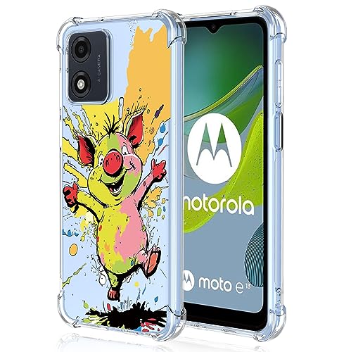 XINYEXIN Transparente Hülle für Motorola Moto E13, Bunte Coole Kunst Graffiti Serie Süßes Muster, Ultra Dünn Stoßfest TPU Klare Handy Schutzhülle - Pig von XINYEXIN
