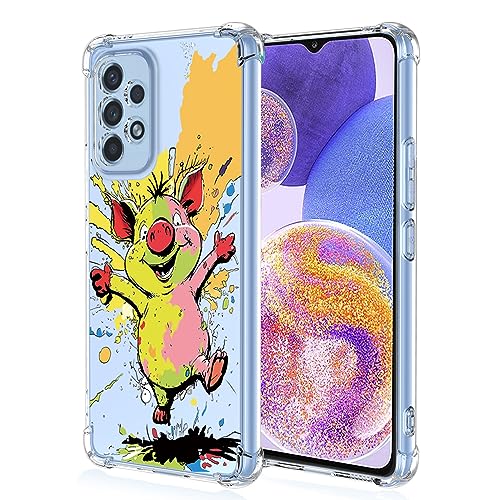 XINYEXIN Transparente Hülle für Samsung Galaxy A23 4G/5G, Bunte Coole Kunst Graffiti Serie Süßes Muster, Ultra Dünn Stoßfest TPU Klare Handy Schutzhülle - Pig von XINYEXIN