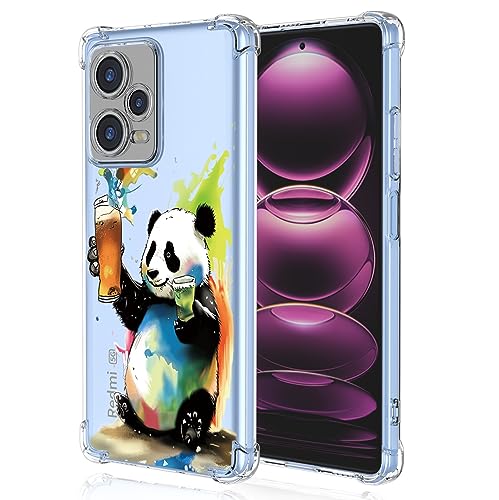 XINYEXIN Transparente Hülle für Xiaomi Redmi Note 12 Pro 5G, Bunte Coole Kunst Graffiti Serie Süßes Muster, Ultra Dünn Stoßfest TPU Klare Handy Schutzhülle - Panda von XINYEXIN