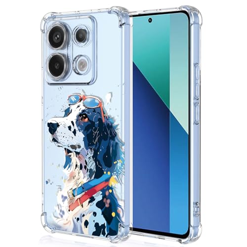 XINYEXIN Transparente Hülle für Xiaomi Redmi Note 13 4G, Bunte Coole Kunst Graffiti Serie Süßes Muster, Ultra Dünn Stoßfest TPU Klare Handy Schutzhülle - White Dog von XINYEXIN