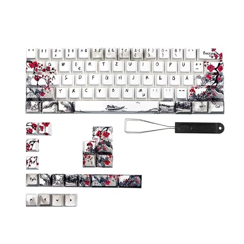 CherryProfile Keycap Deutsch Französisch Spanien Japanisch Englisch DyeSub Keycaps PlumBlossom 80 Tasten CherryProfile Keycaps CherryProfile Keycap Office Keycaps Computerzubehör Tastatur von XINYIN