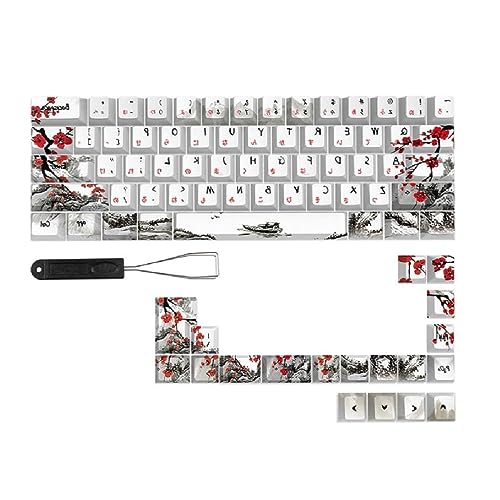 CherryProfile Keycap Deutsch Französisch Spanien Japanisch Englisch DyeSub Keycaps PlumBlossom 80 Tasten CherryProfile Keycaps CherryProfile Keycap Office Keycaps Computerzubehör Tastatur von XINYIN