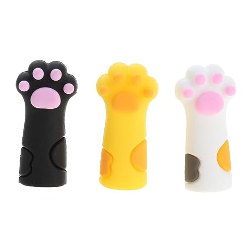 XINYIN 3 Stück Cartoon Silikon Bleistift Form Katze Katze Stressabbau Silikon Anti-Kauen Kinder Stifte für Schüler mit Top Clip für Y von XINYIN