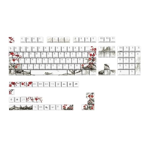 XINYIN Keycaps Plum Blossom Keycaps 135Keys PBT DyeSublimation Russisch Koreanisch Japanisch Englisch für mechanische Tastaturen Dyesublimation Keycaps Russisch Englisch Russisch Koreanisch Japanisch von XINYIN