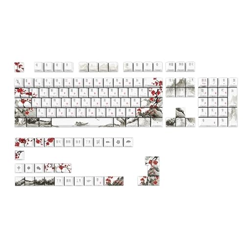 XINYIN Keycaps Plum Blossom Keycaps 135Keys PBT DyeSublimation Russisch Koreanisch Japanisch Englisch für mechanische Tastaturen Dyesublimation Keycaps Russisch Englisch Russisch Koreanisch Japanisch von XINYIN