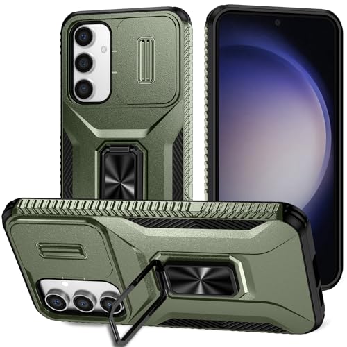 XINYIWEI für Galaxy S23 FE 5G Hülle, Schiebekameraschutz, 360 Grad Ringhalterung, Sturzsichere Handyhülle für Samsung Galaxy S23 FE 6.4 Zoll (Grün) von XINYIWEI