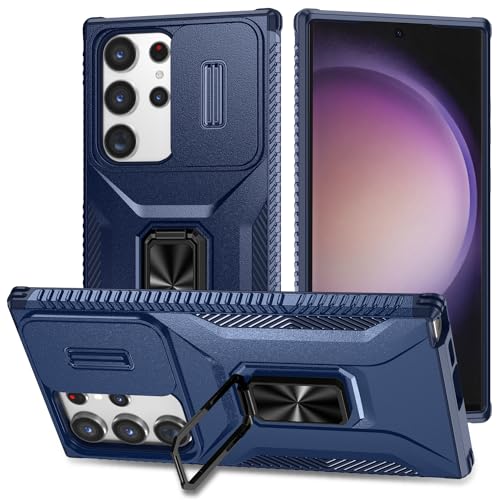 XINYIWEI für Galaxy S23 Ultra 5G Hülle, Schiebekameraschutz, 360 Grad Ringhalterung, Sturzsichere Handyhülle für Samsung Galaxy S23 Ultra 6.8 Zoll (Blau) von XINYIWEI