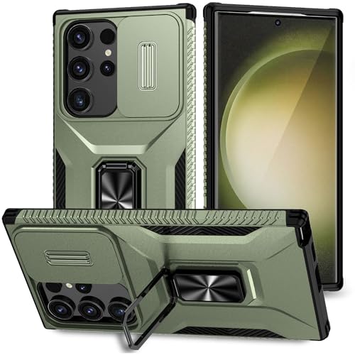 XINYIWEI für Galaxy S24 Ultra 5G Hülle, Schiebekameraschutz, 360 Grad Ringhalterung, Sturzsichere Handyhülle für Samsung Galaxy S24 Ultra 6.8 Zoll (Grün) von XINYIWEI
