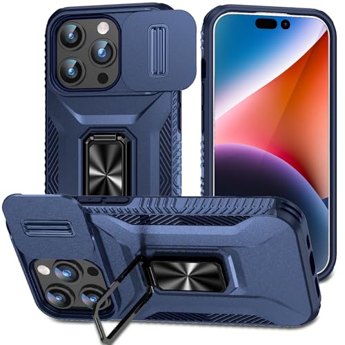 XINYIWEI für iPhone 15 Pro Max Hülle, Schiebekameraschutz, 360 Grad Ringhalterung, Sturzsichere Handyhülle für iPhone 15 Pro Max 6.7 Zoll (Blau) von XINYIWEI