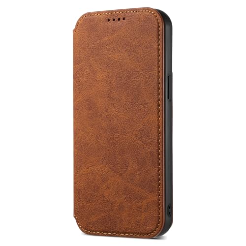 XINYUEST Flip Case für iPhone 16 Plus,Retro Leder Handyhülle mit Kartenfächern,Ständer,Soft Wallet,Handyhülle,Orange,16 Plus von XINYUEST