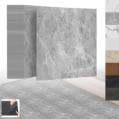 XINZI PVC Bodenbelag Selbstklebende Fliesen Vinylboden Selbstklebend, Vinylboden Bodenfliesen mit Holz-Effekt, 108 Vinyl Fliesen Klebefliesen Boden 10,04m² für Küche Wohnzimmer, Eiche Optik Grau von XINZI