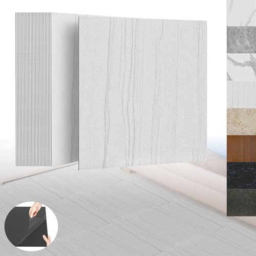 XINZI PVC Bodenbelag Selbstklebende Fliesen Vinylboden Selbstklebend, Vinylboden Bodenfliesen mit Holz-Effekt, 108 Vinyl Fliesen Klebefliesen Boden 10,04m² für Küche Wohnzimmer, Light Grau von XINZI