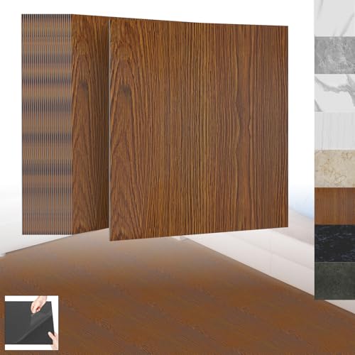 XINZI PVC Bodenbelag Selbstklebende Fliesen Vinylboden Selbstklebend, Vinylboden Bodenfliesen mit Holz-Effekt, 54 Vinyl Fliesen Klebefliesen Boden 5,02m² für Küche Wohnzimmer, Eiche Optik Rotbraun von XINZI