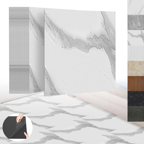 XINZI PVC Bodenbelag Selbstklebende Fliesen Vinylboden Selbstklebend, Vinylboden Bodenfliesen mit Holz-Effekt, 54 Vinyl Fliesen Klebefliesen Boden 5,02m² für Küche Wohnzimmer, Marmor Optik Beige von XINZI