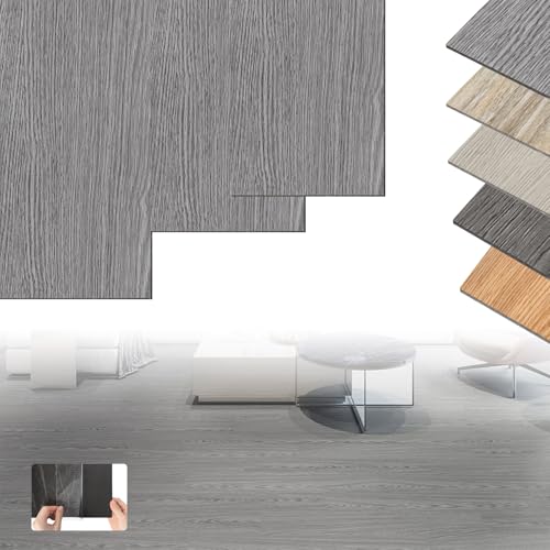 XINZI PVC Bodenbelag Vinylboden Selbstklebend, 18 Vinyl Fliesen Klebefliesen Boden, 2,51m² Holz-Effekt Klebefliesen, Verschleißfest Wasserfest für Küche Wohnzimmer Balkon (Eiche Grau) von XINZI