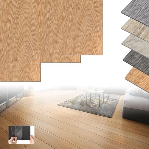 XINZI PVC Bodenbelag Vinylboden Selbstklebend, 18 Vinyl Fliesen Klebefliesen Boden, 2,51m² Holz-Effekt Klebefliesen, Verschleißfest Wasserfest für Küche Wohnzimmer Balkon (Eiche Klassische) von XINZI