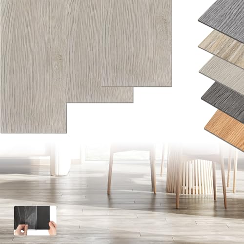 XINZI PVC Bodenbelag Vinylboden Selbstklebend, 36 Vinyl Fliesen Klebefliesen Boden, 5,02m² Holz-Effekt Klebefliesen, Verschleißfest Wasserfest für Küche Wohnzimmer Balkon (Eiche Weiß) von XINZI