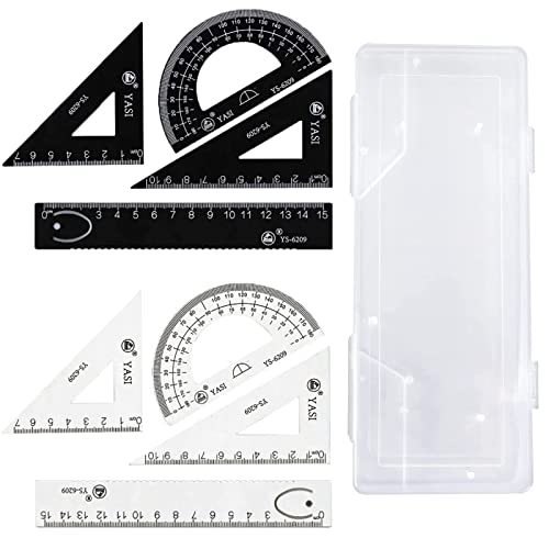 Geometrie Set Metall Dreikantmaßstab Maßstab Lineal Set Zeichnungsset Zeichnen Lineal Set Mathematik Geometrie Werkzeug mit Aufbewahrungsbox für Schüler,Technische Zeichnungen (8 Stück) von XIONGXIAOZHI