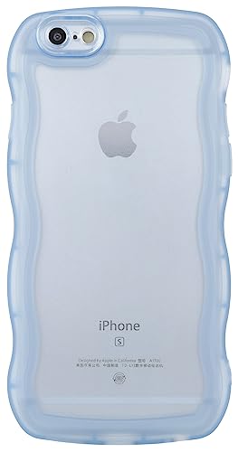 XIQI Kompatibel mit iPhone 6S/6 Hülle 4,7 Zoll, niedliche Kawaii Curly Wave Rahmenform Weiches Silikon Stoßfest Schutzhülle für Frauen Mädchen, klar/blau von XIQI