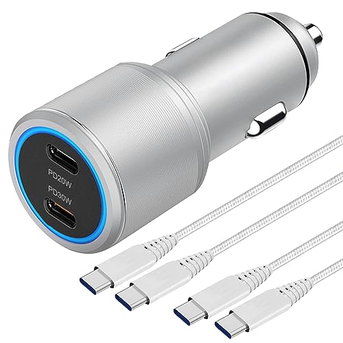 Auto Ladegerät Dual USB C (30W+20W),KFZ Zigarettenanzünder mit Kabel für Samsung Galaxy S23 S22 S21 S24 Plus Ultra FE 5G,A25 A55 A54 A53 A52 A15 A23 A22 A33 A34 A14,iPhone 15 Pro Max,Handy Ladeadapter von XIQUTOA