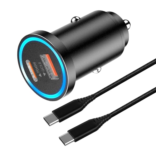 Auto Ladegerät USB C 45W+USB A 18W,kfz Zigarettenanzünder mit Kabel für Samsung Galaxy S23 Ultra/S23 Plus/S22 Ultra/S24/S21 S20 FE,A25 A55 A53 A54 A34 5G/A23 A33 A14 A13 A52,Dual USB Handy Ladeadapter von XIQUTOA