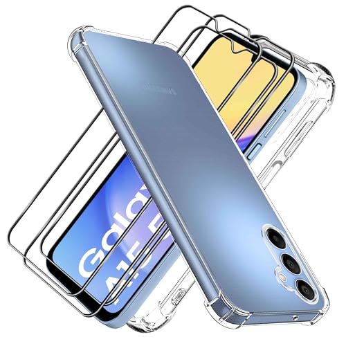 Für Samsung A15/A15 5G Hülle Transparent,Galaxy A15/A15 5G Handy Schutzhülle Und Schutzfolie-3 Stück,Handyhülle mit Displayschutzfolie,Weiche Silikon Case Anti-Kratzer Stoßfest Durchsichtig,6.5 Zoll von XIQUTOA