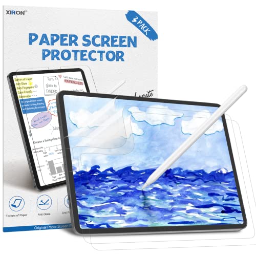 [3 Stück] Papier Displayschutzfolie für iPad Pro 12,9 Zoll (2022, 2021, 2020 und 2018) - Matte Papier Folie zum Zeichnen, Skizzieren und Schreiben wie auf Paper mit Apple Pencil von XIRON